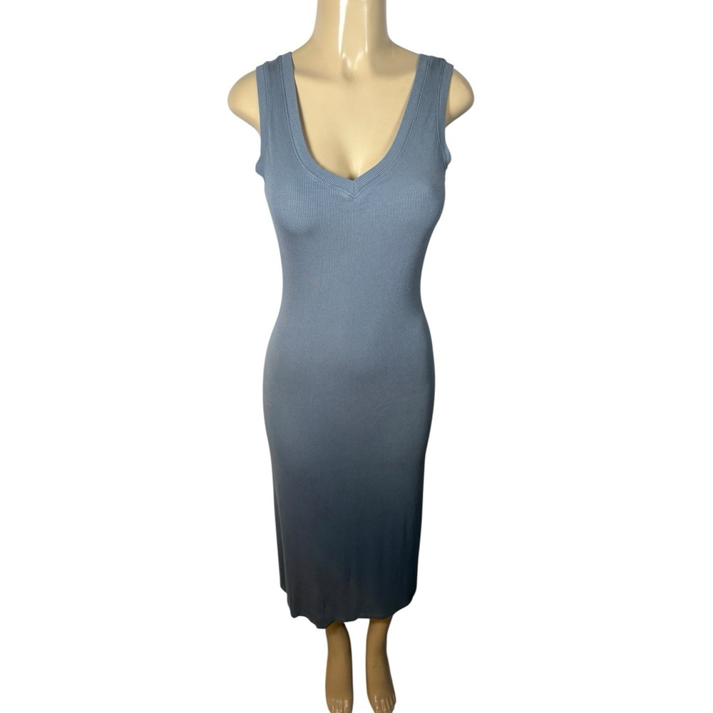 LNA Womens Sleeveless Slip-on Maxi Dress Blue Size Small Blue Cotton V Neck